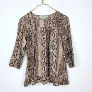 Alisha Levine Silk Snake Print Open Back Blouse